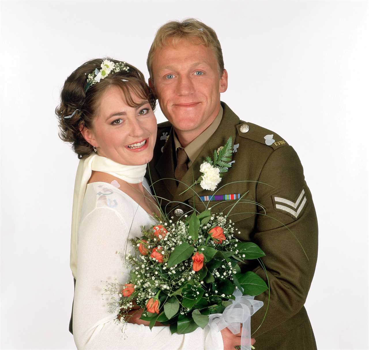 Soldier Soldier actress Holly Aird looks unrecognisable 29 years after marrying Jerome Flynn on hit show