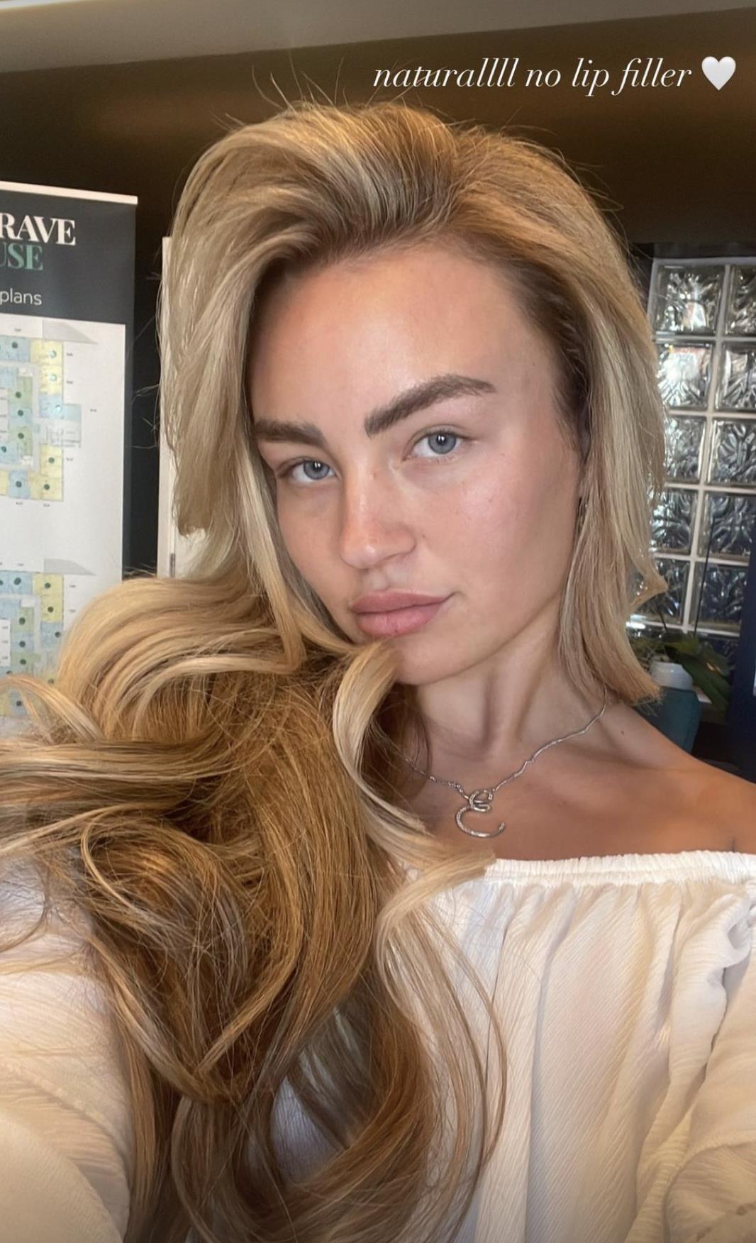 Towie star looks very different in rare make-up free snap after ditching lip fillers
