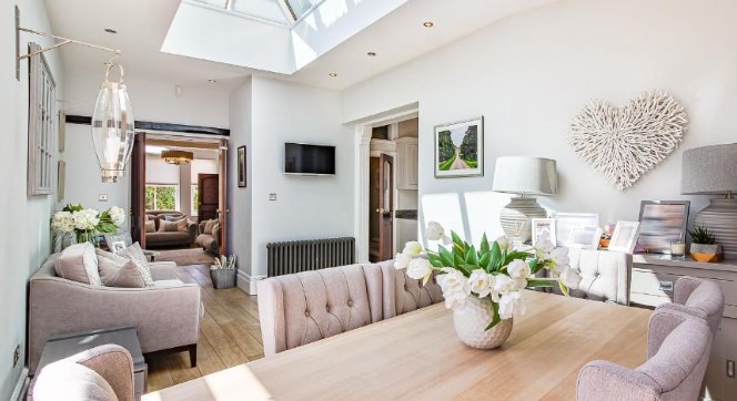 The dining room skylight makes an attractive feature