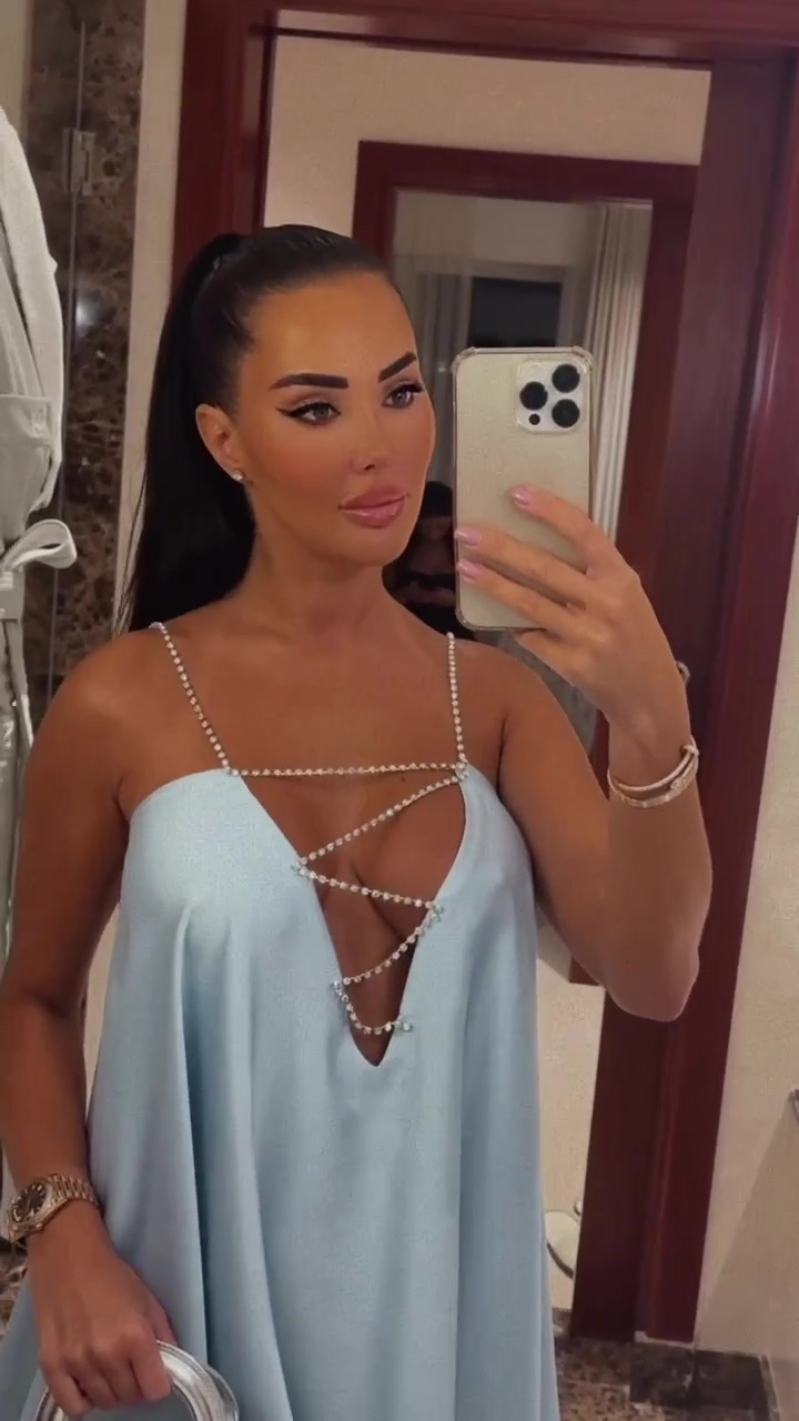 Towie’s Yazmin Oukhellou goes braless in plunging babydoll dress on glam night out