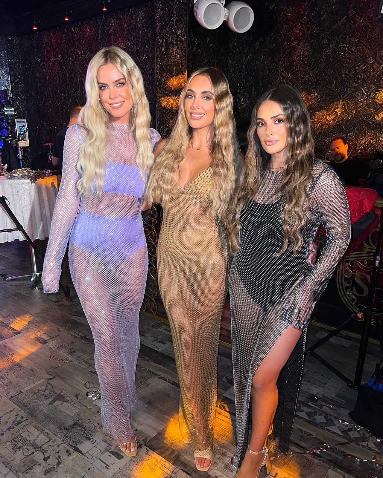 Towie’s Amber, Chloe and Courtney pose in see-through dresses amid cast feud