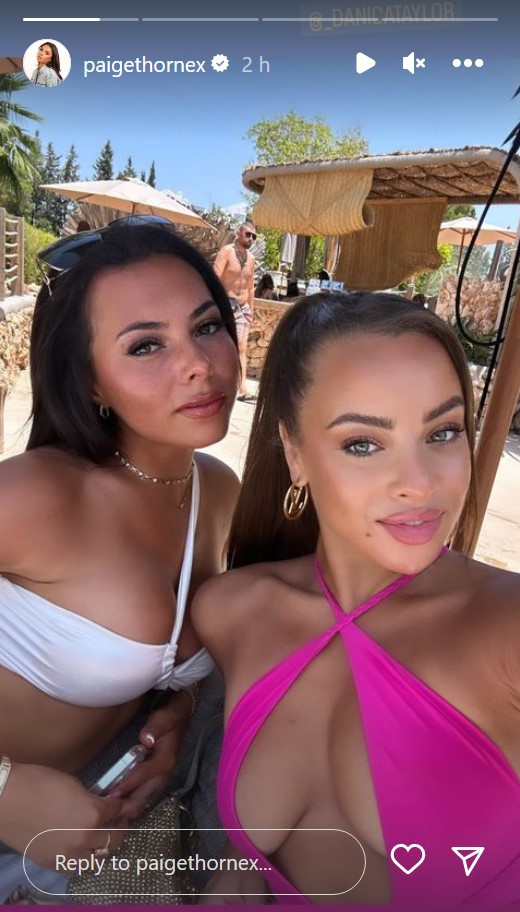 Paige Thorne strips to white bikini as she parties with Love Island co-star Danica Taylor in Marbella