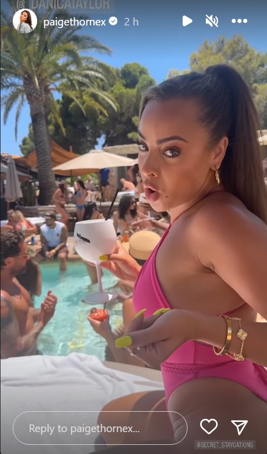 Paige Thorne strips to white bikini as she parties with Love Island co-star Danica Taylor in Marbella