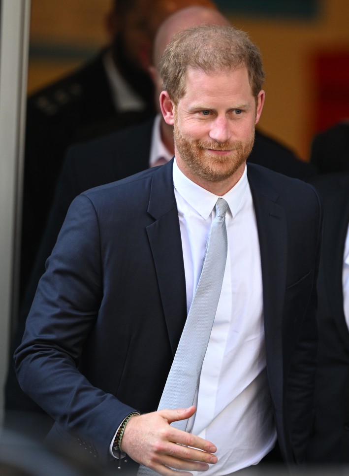 LONDON, ENGLAND - JUNE 07: Prince Harry, Duke of Sussex (L), and barrister David Sherborne (R) leave after giving evidence at the Mirror Group Phone hacking trial at the Rolls Building at High Court on June 7, 2023 in London, England. Prince Harry is one of several claimants in a lawsuit against Mirror Group Newspapers related to allegations of unlawful information gathering in previous decades. (Photo by Leon Neal/Getty Images)