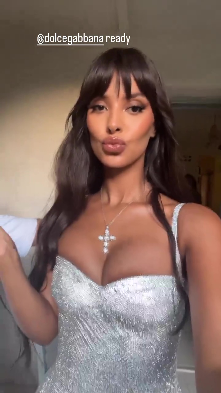 Maya Jama goes braless in daring skintight dress as she shows off new hairdo