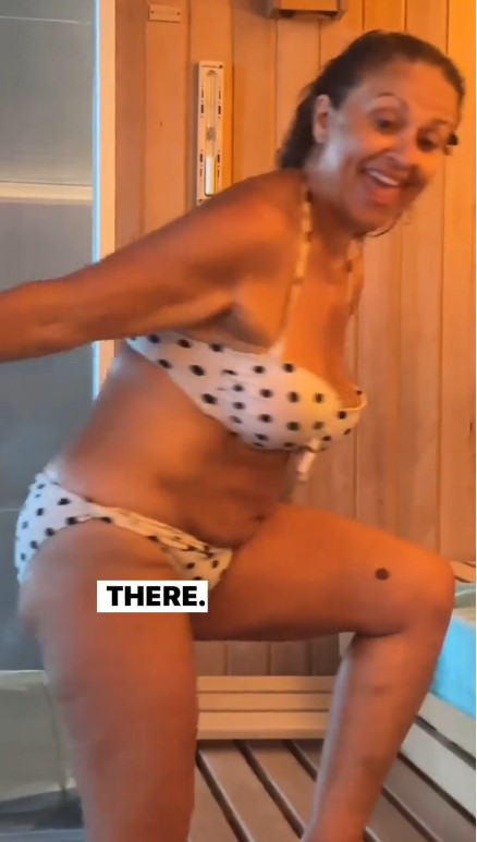 Loose Women’s Nadia Sawalha praised for showing off ‘real body’ as she strips to a bikini for steamy sauna session