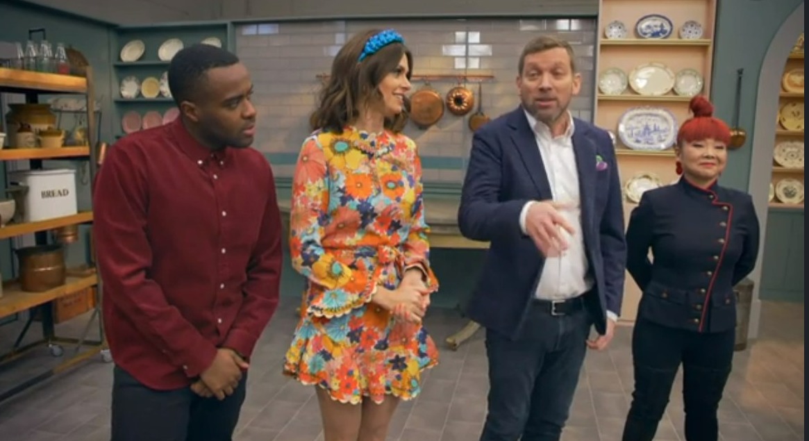 Bake Off The Professionals viewers seriously distracted by host’s outfit after ‘yellow monstrosity’