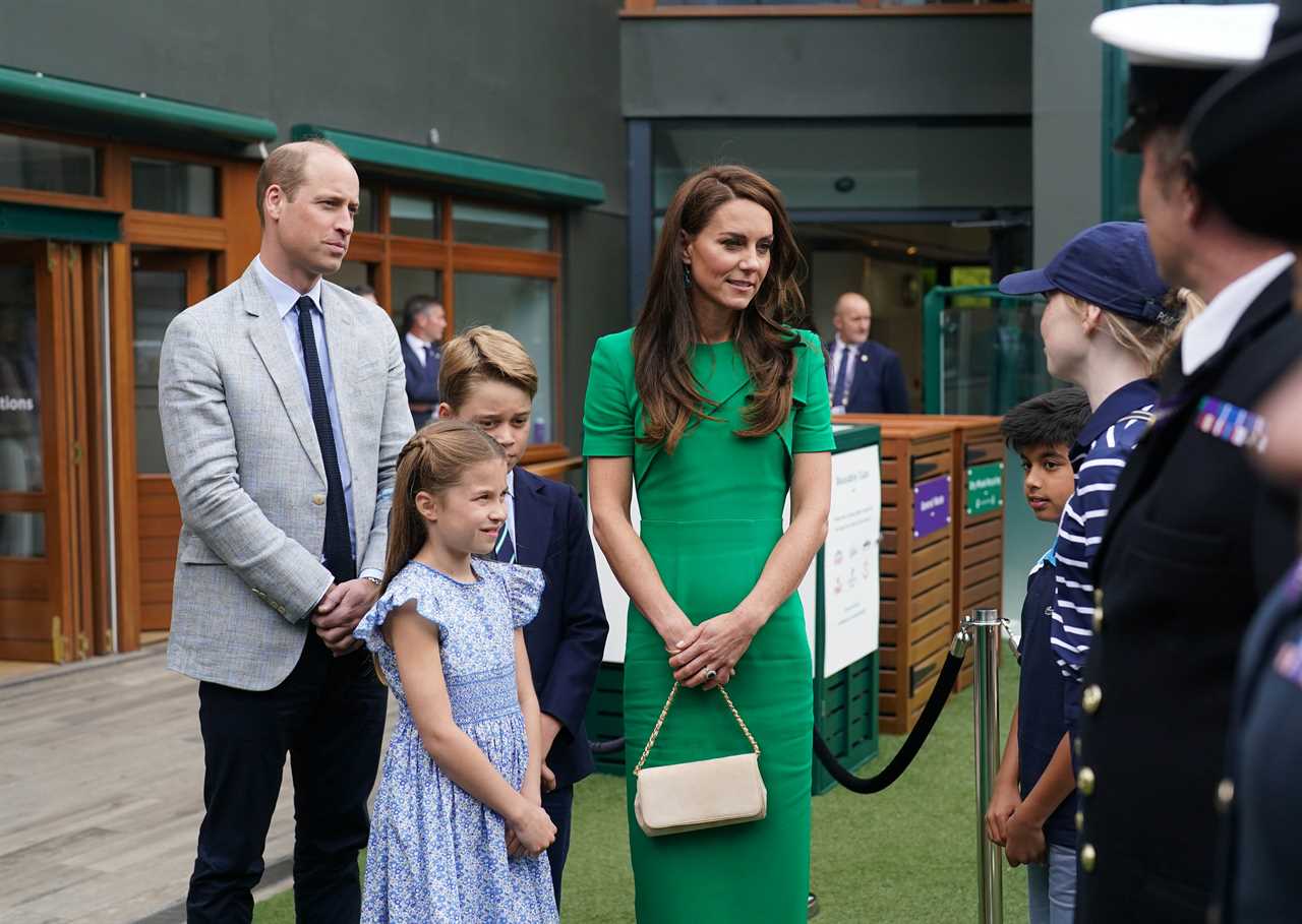 Prince William and Kate Middleton arrive with George and Charlotte at Wimbledon – but Louis stays at home