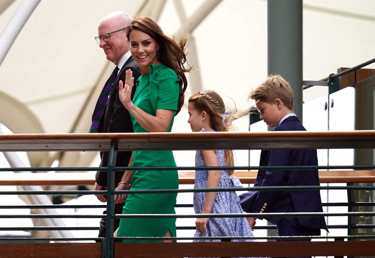 Prince William and Kate Middleton arrive with George and Charlotte at Wimbledon – but Louis stays at home