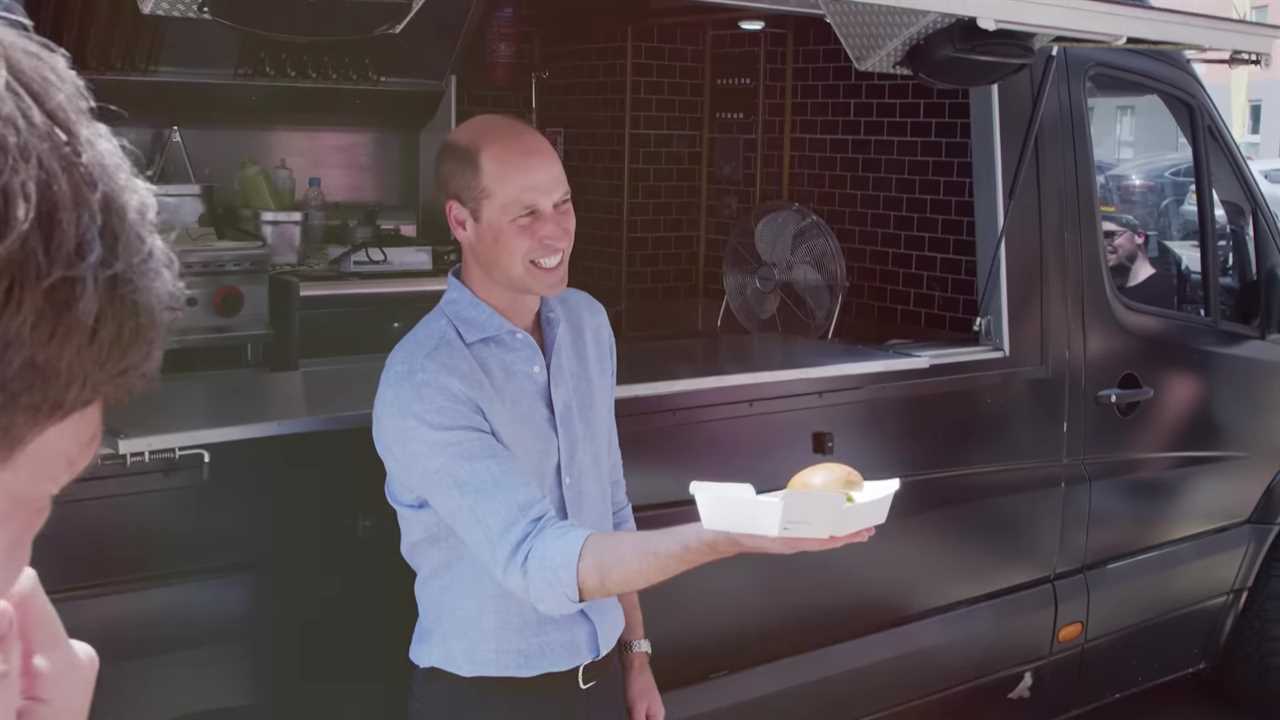 Prince William flips burgers as he serves veggie meals from food truck to shocked and delighted customers