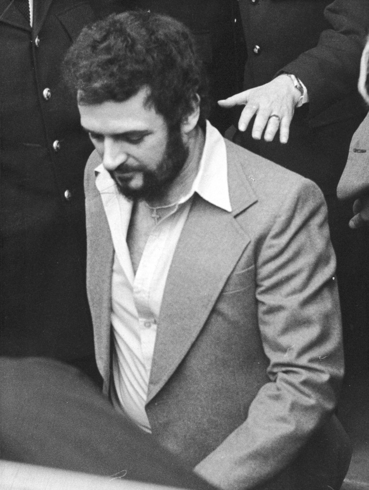 British serial killer Peter Sutcliffe, a.k.a. 'The Yorkshire Ripper,' in police custody, 1983. (Photo by Express Newspapers/Getty Images)