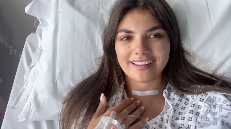 Love Island’s Samie Elishi reveals results of thyroid cancer surgery as she wakes up from operation