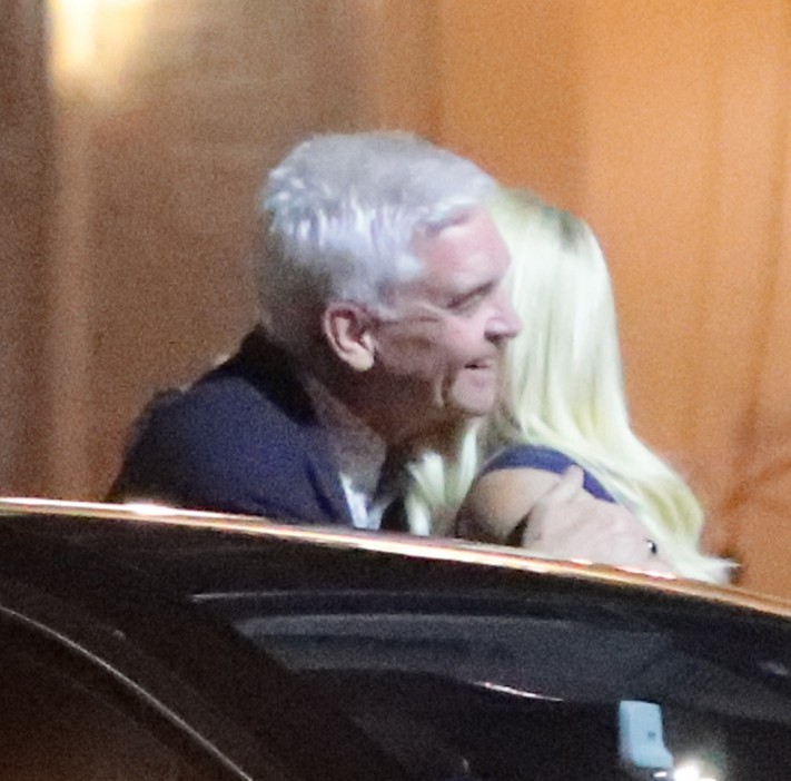 EXCLUSIVE: Phillip Schofield Is Supported By 'This Morning' Regular Vanessa Feltz As The Pair Dine Together In West London...Phillip, who resigned from ITV and 'This Morning' in May was all smiles as he left Little Bird In Chiswick with Vanessa at 10.04pm...The pair were spotted sharing a hug before Phillip helped Vanessa into her car and then departed alone on foot...TalkTV host Vanessa has been vocal in her support for Phillip and for 'This Morning' during the drama behind the scenes at ITV.....Pictured: Phillip Schofield,Vanessa Feltz..Ref: SPL9663228 070823 EXCLUSIVE..Picture by: SplashNews.com....Splash News and Pictures..USA: 310-525-5808 .UK: 020 8126 1009..eamteam@shutterstock.com....World Rights..