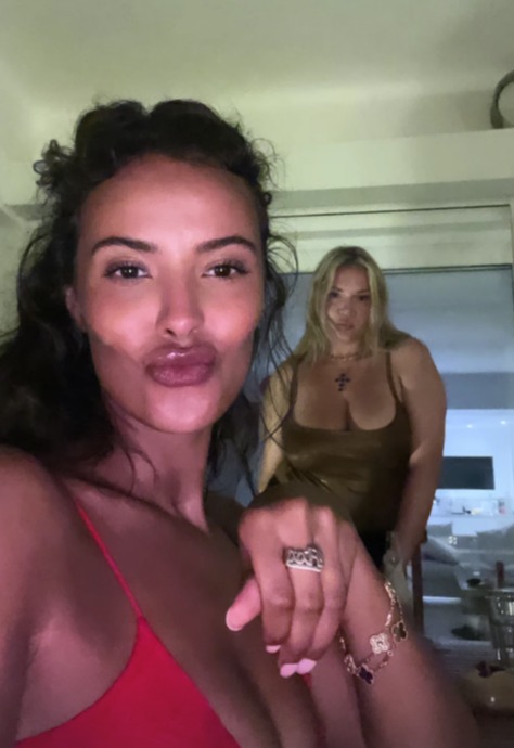 Maya Jama looks amazing as she goes braless in plunging red top on holiday in Ibiza