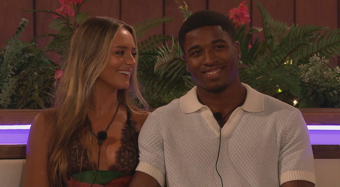 Editorial Use Only. No Merchandising. No Commercial Use Mandatory Credit: Photo by ITV/Shutterstock (14005927ao) Leah Taylor and Montel McKenzie 'Love Island' TV Show, Series 10, Episode 37, Majorca, Spain - 11 Jul 2023 Scott Pulls Mitch for a Chat The Villa Receives a Shock Text¿. Islanders Take on Today's 'Life's a Beach' Challenge Please Credit: Love Island Airs Tonight at 9pm on ITV2 and ITVX