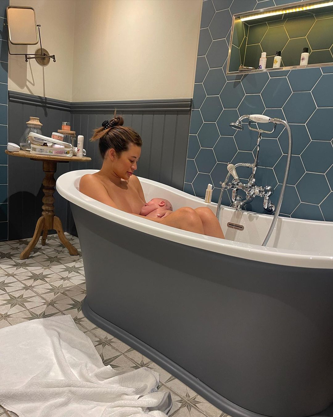 Love Island’s Montana Brown breastfeeds naked in the bath in candid snap with newborn son
