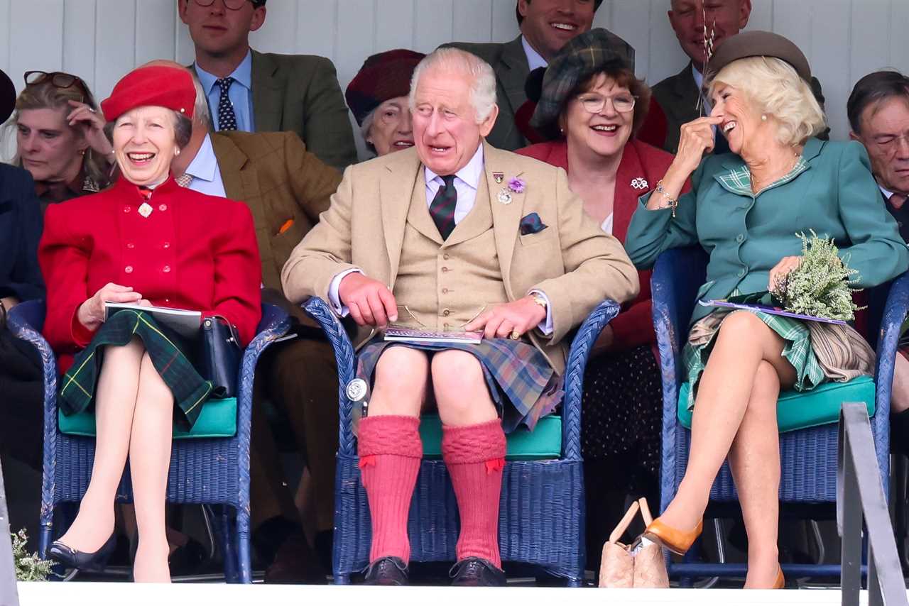 King Charles dons a kilt as he, Queen Camilla & Princess Anne are joined by PM Rishi Sunak for church at Balmoral