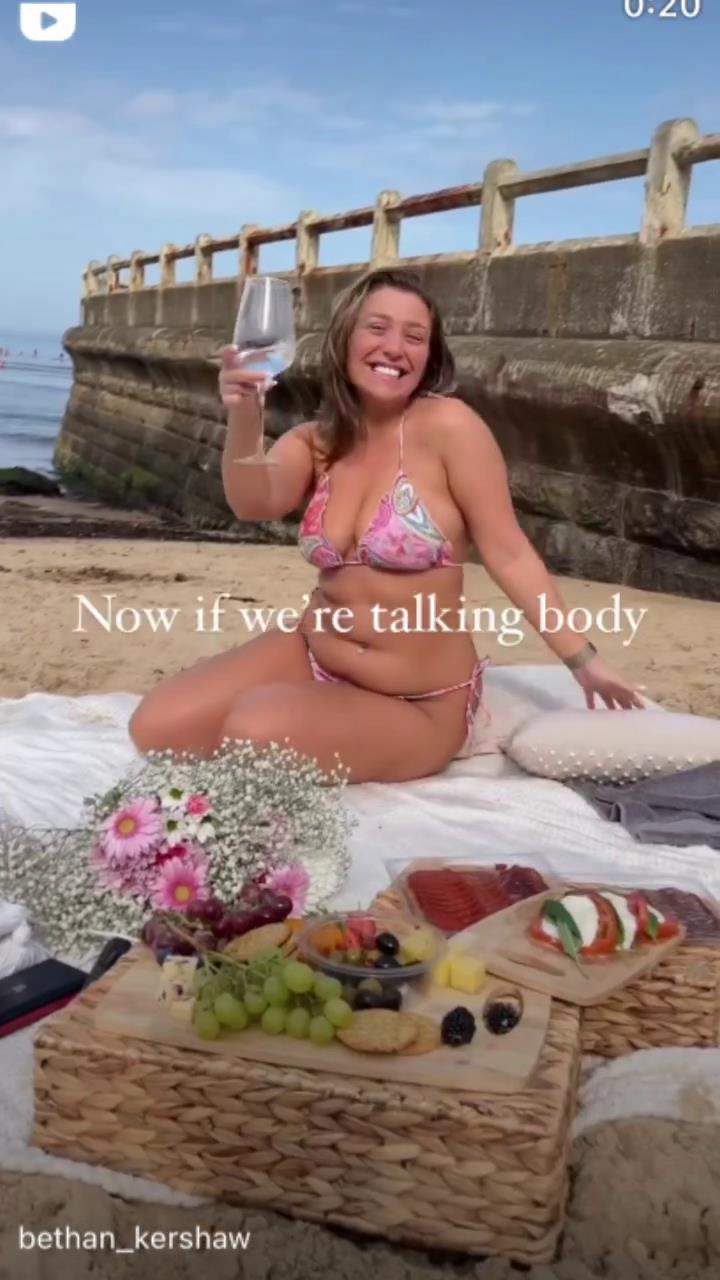 Bethan Kershaw praised for body-positive message in thong bikini