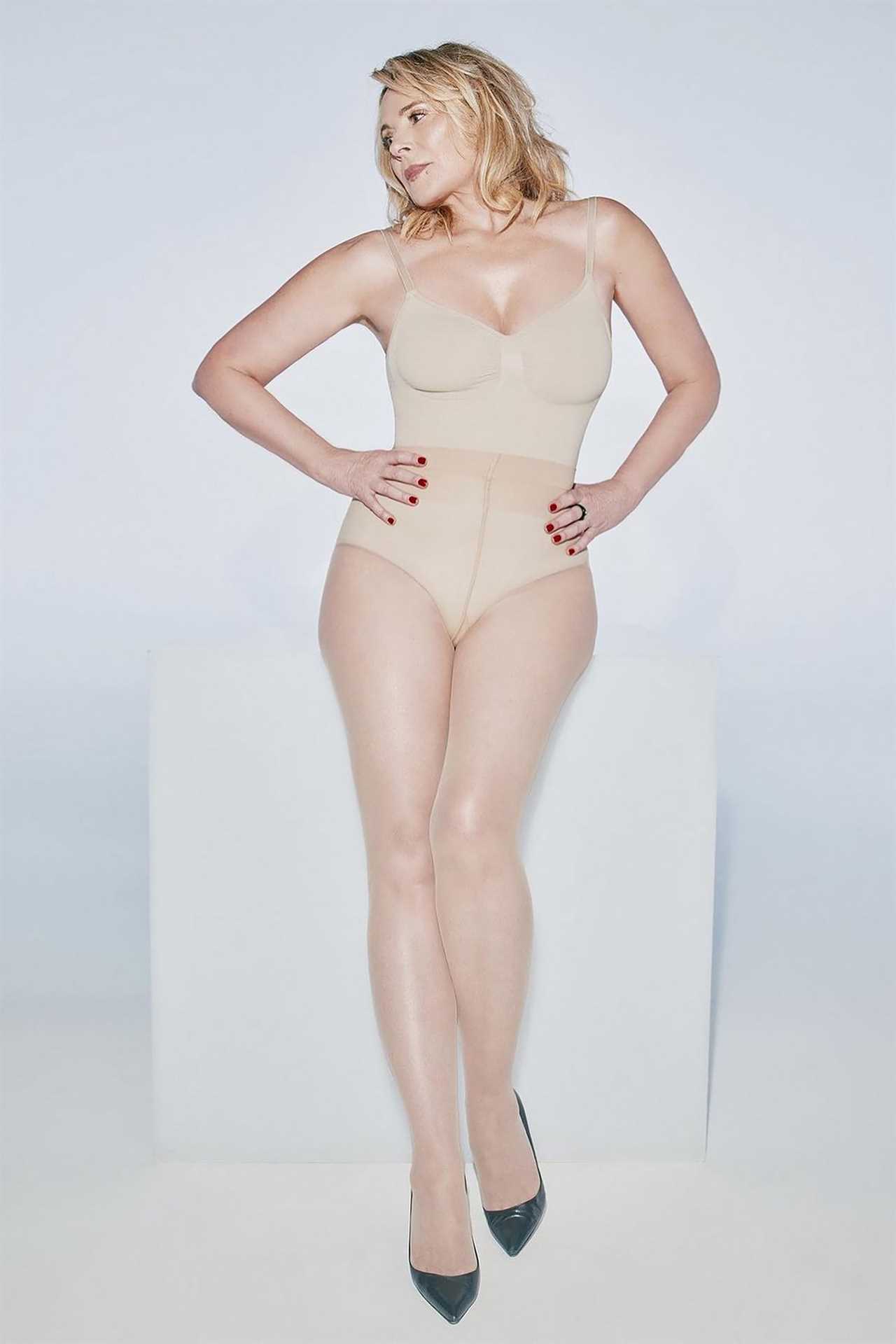 Sex and the City's Kim Cattrall stuns in nude lingerie for Kim Kardashian's Skims brand