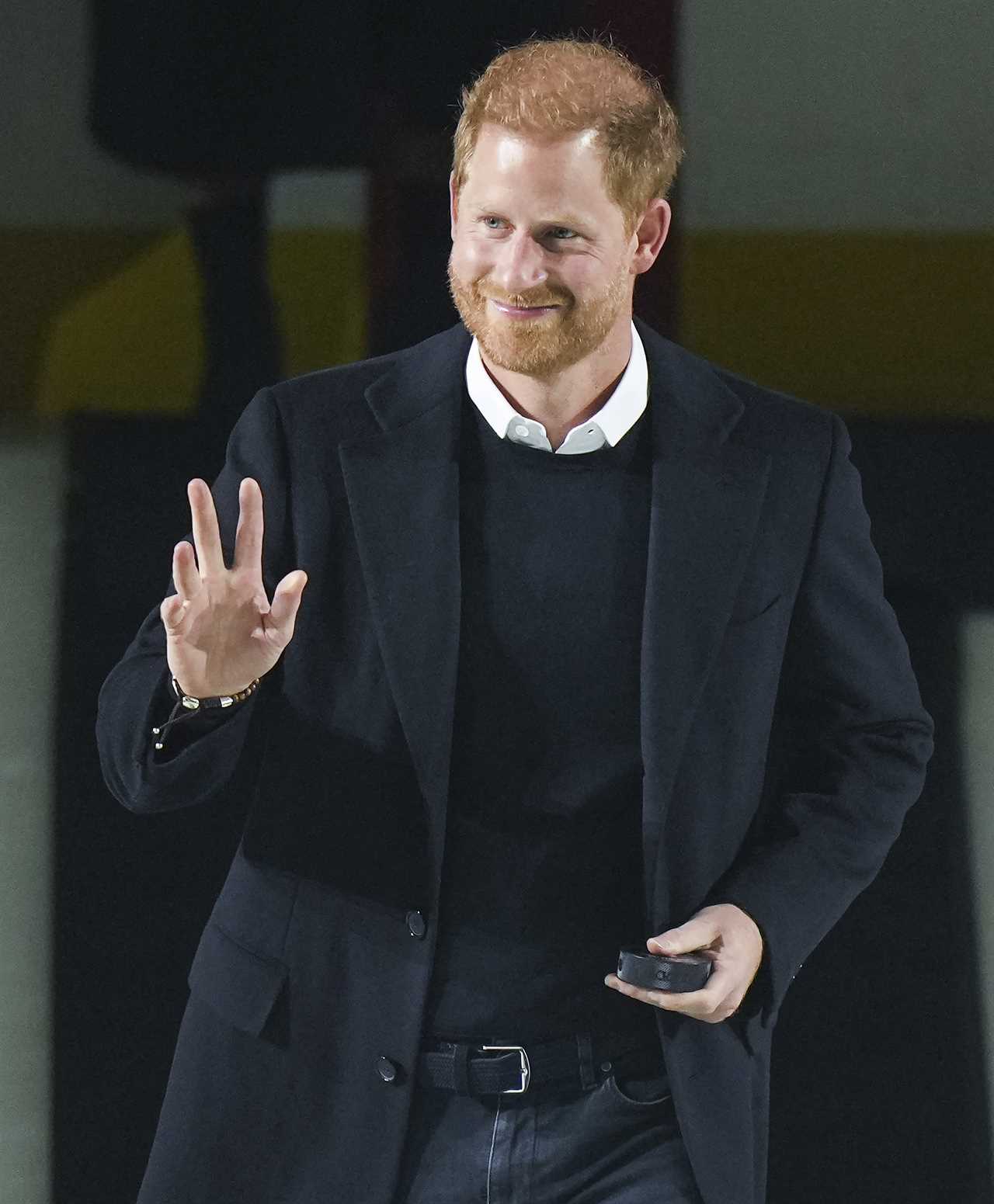 Prince Harry told to drop hockey puck by star as he's too busy smiling for photos