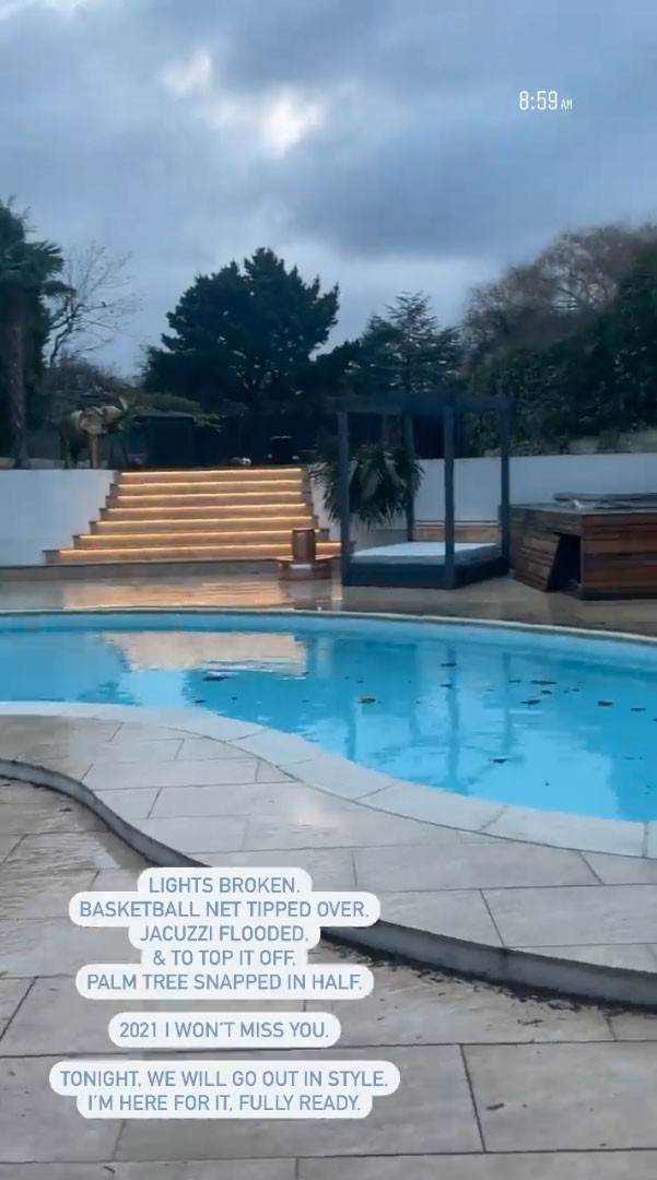 Joey Essex garden and pool ruined by bad weather, , https://www.instagram.com/joeyessex/