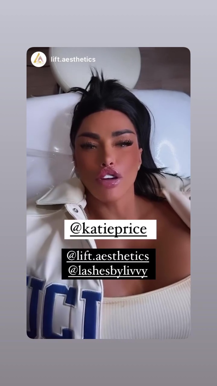 Katie Price flaunts her fuller lips post age-defying facial treatment