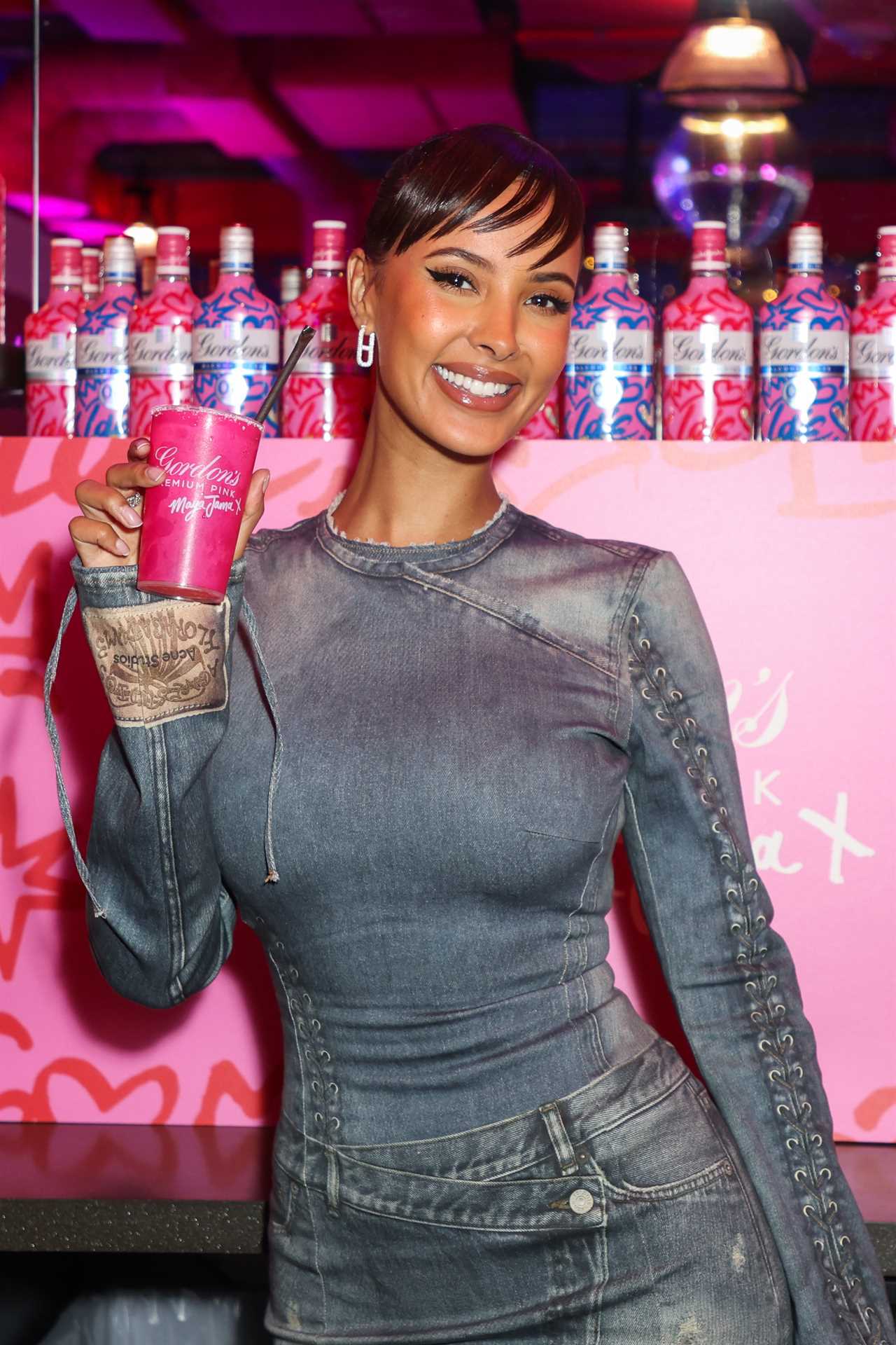 Maya Jama Rocks Denim Look at Booze Collab Launch