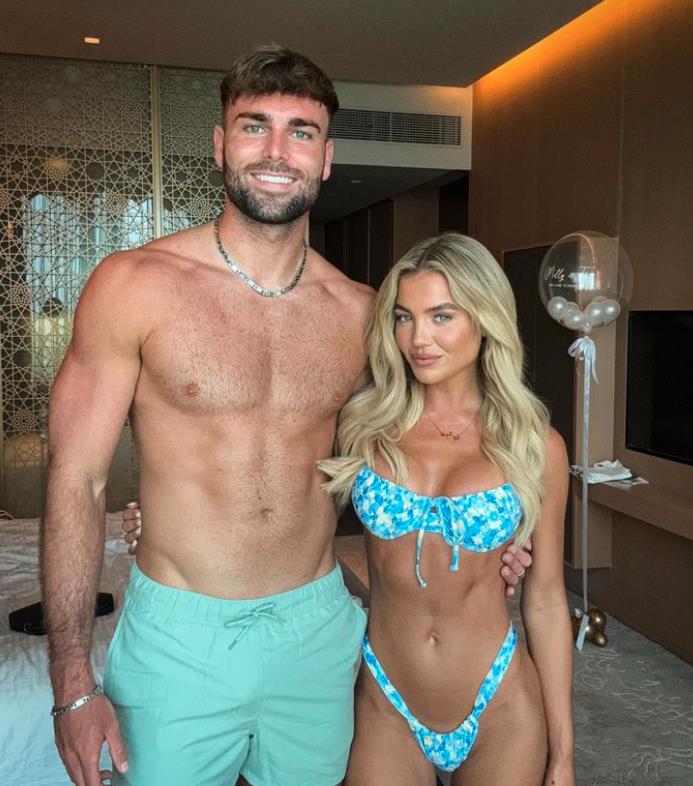 Love Island champions Molly Smith and Tom Clare flaunt their figures in matching swimwear on Dubai holiday