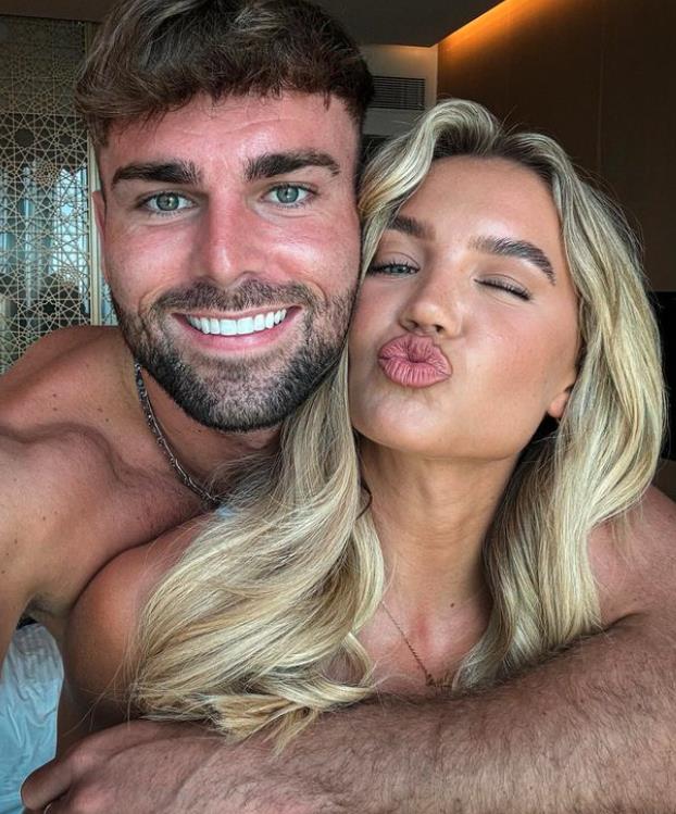 Love Island champions Molly Smith and Tom Clare flaunt their figures in matching swimwear on Dubai holiday