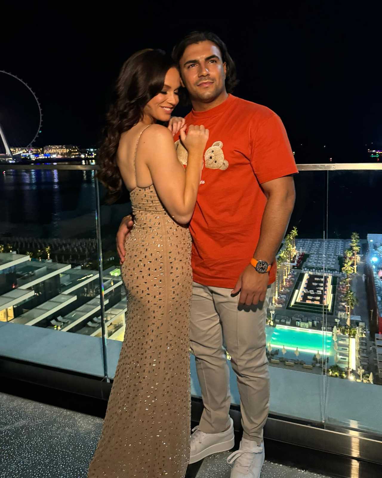 Vicky Pattison stuns in a figure-hugging dress with fiancé Ercan ahead of summer wedding