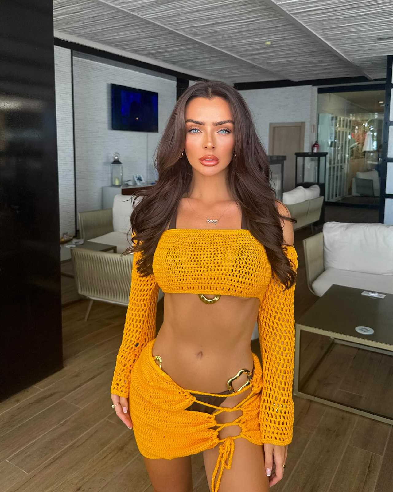 Love Island's Kady McDermott Stuns in Lace See-Through Jumpsuit on Luxury Holiday