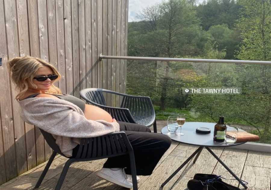 Pregnant Emily Atack proudly displays baby bump on luxury weekend getaway