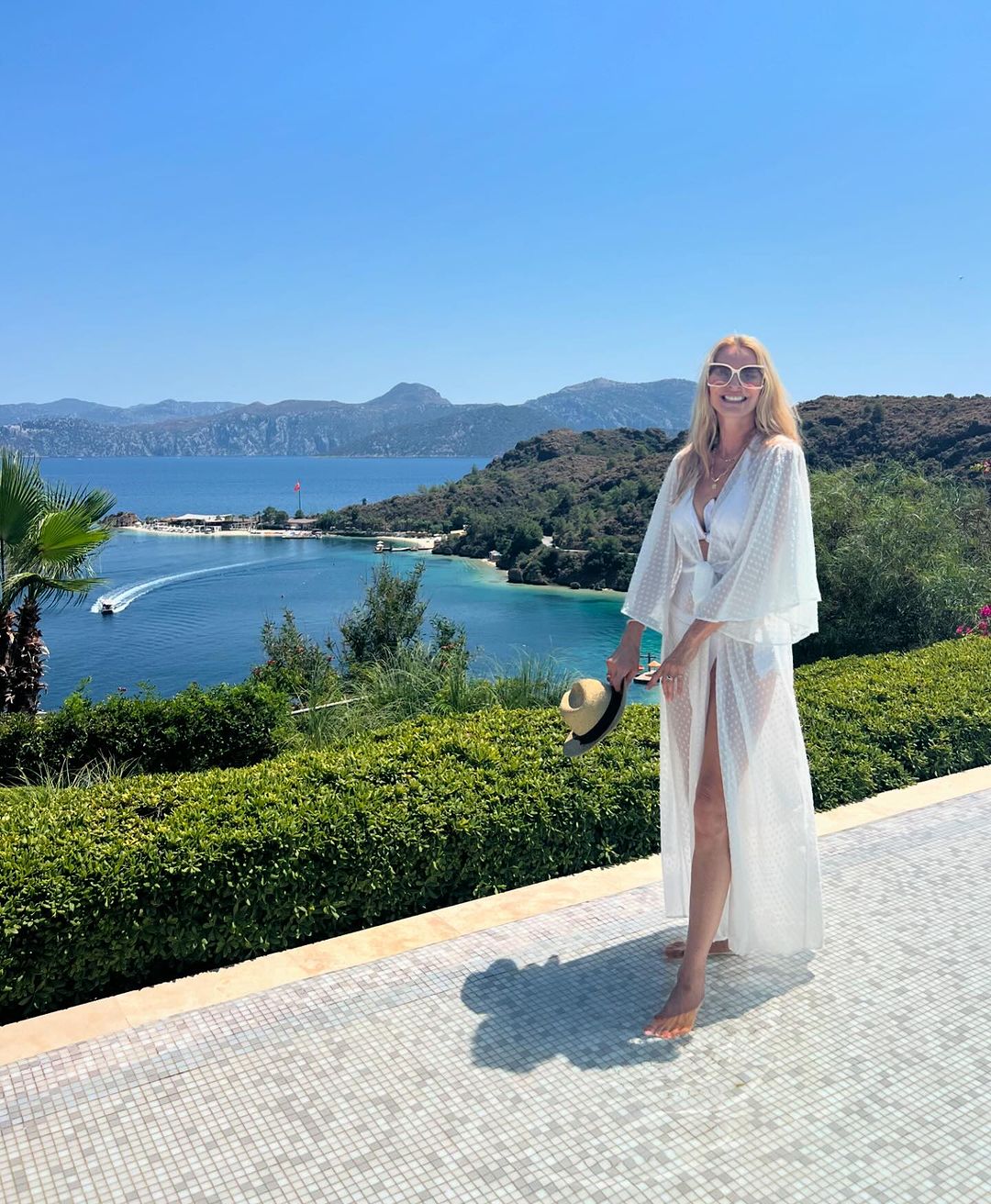 Strictly Host Tess Daly Stuns in Swimwear on Luxury Holiday