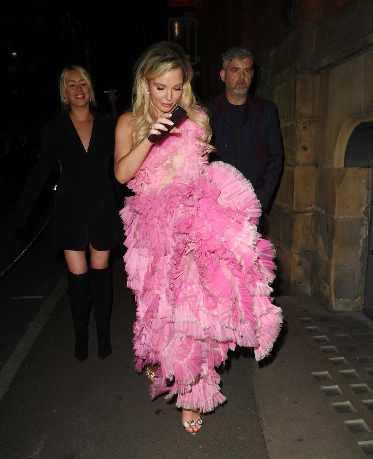 Braless Helen Flanagan Stuns in Pink Dress for Birthday Bash