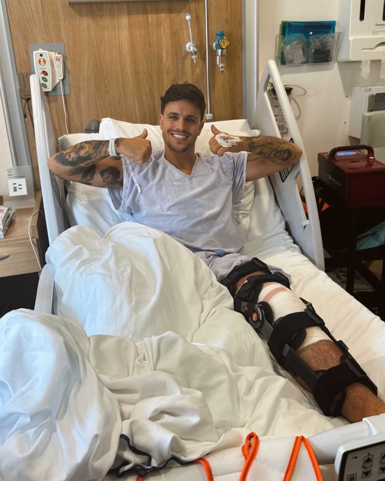 Love Island star Luca Bish hospitalized with leg injury