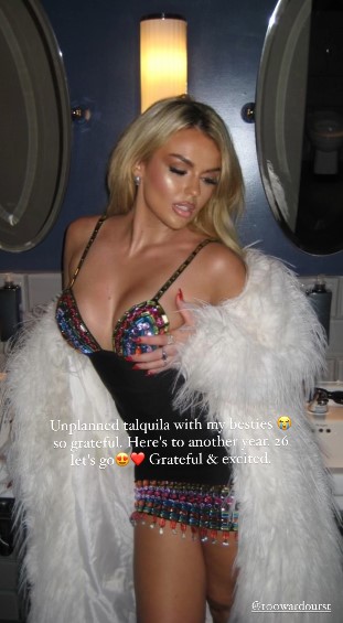 Tallia Storm Stuns in Eye-Catching Mini Dress for Birthday Bash