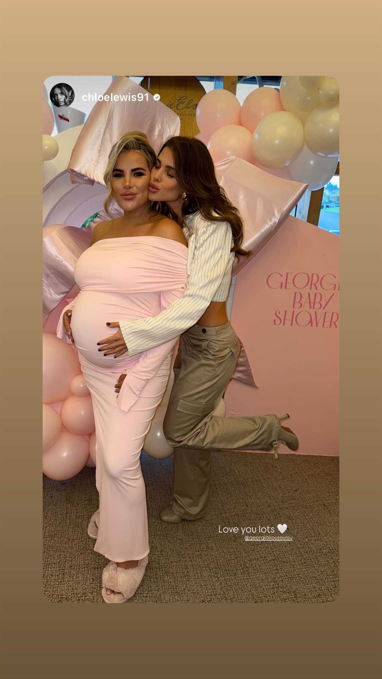 Pregnant Georgia Kousoulou stuns in pink dress at baby shower with Towie friends