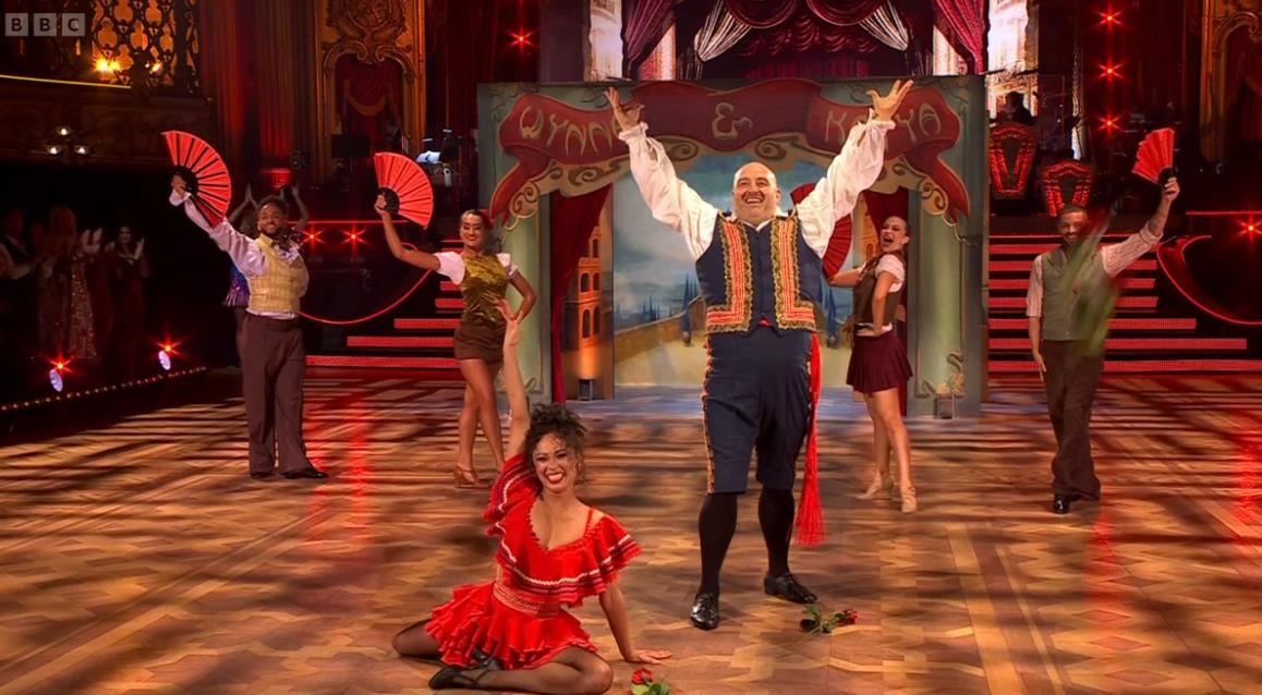 Strictly pro Katya Jones hit in the face by flying rose during dance-off blunder