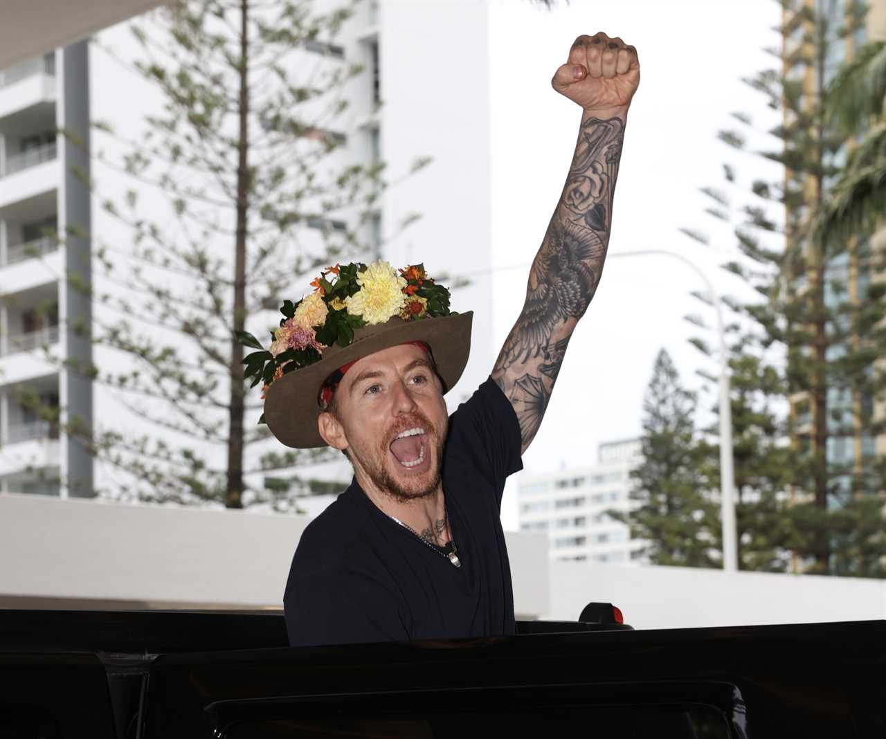 Danny Jones Celebrates I’m A Celeb Win with Crown Still On