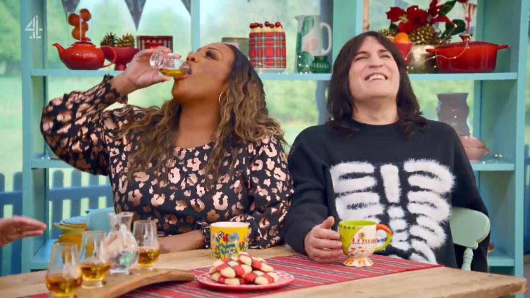 Alison Hammond gets tipsy on the Great British Bake Off New Year Special