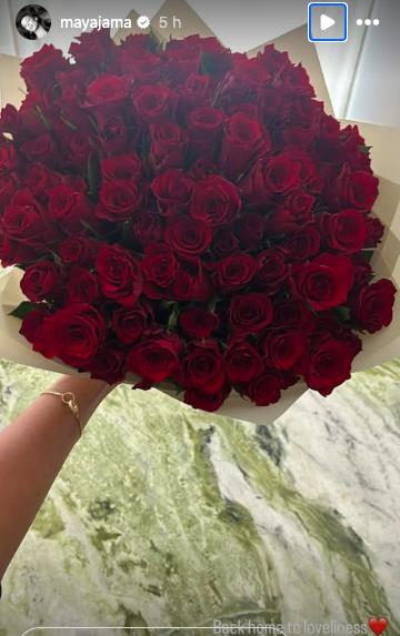 Maya Jama welcomed back to the UK with stunning bouquet of red roses